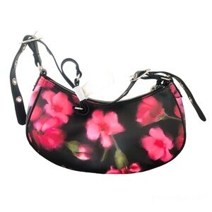 Floral Black and Pink Women's Hobo Handbag Purse NWT
